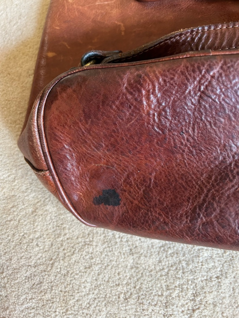 Classic Brown Leather Drawstring Backpack Rugged Boho - Picture 3 of 5
